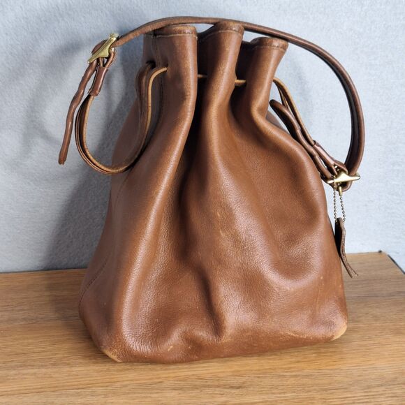 Coach Vintage 9165 Legacy Brown Leather Drawstring Bucket Bag Buckle Purse - Picture 1 of 16